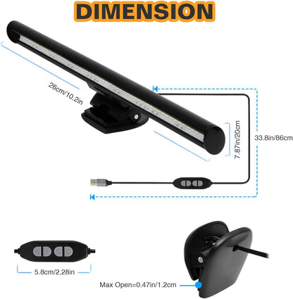 Monitor Light, Screen Light Bar Computer e-Reading LED Task Lamp, 3 Color Modes LightBar, 10 Brightness, USB Powered Monitor Lamp
