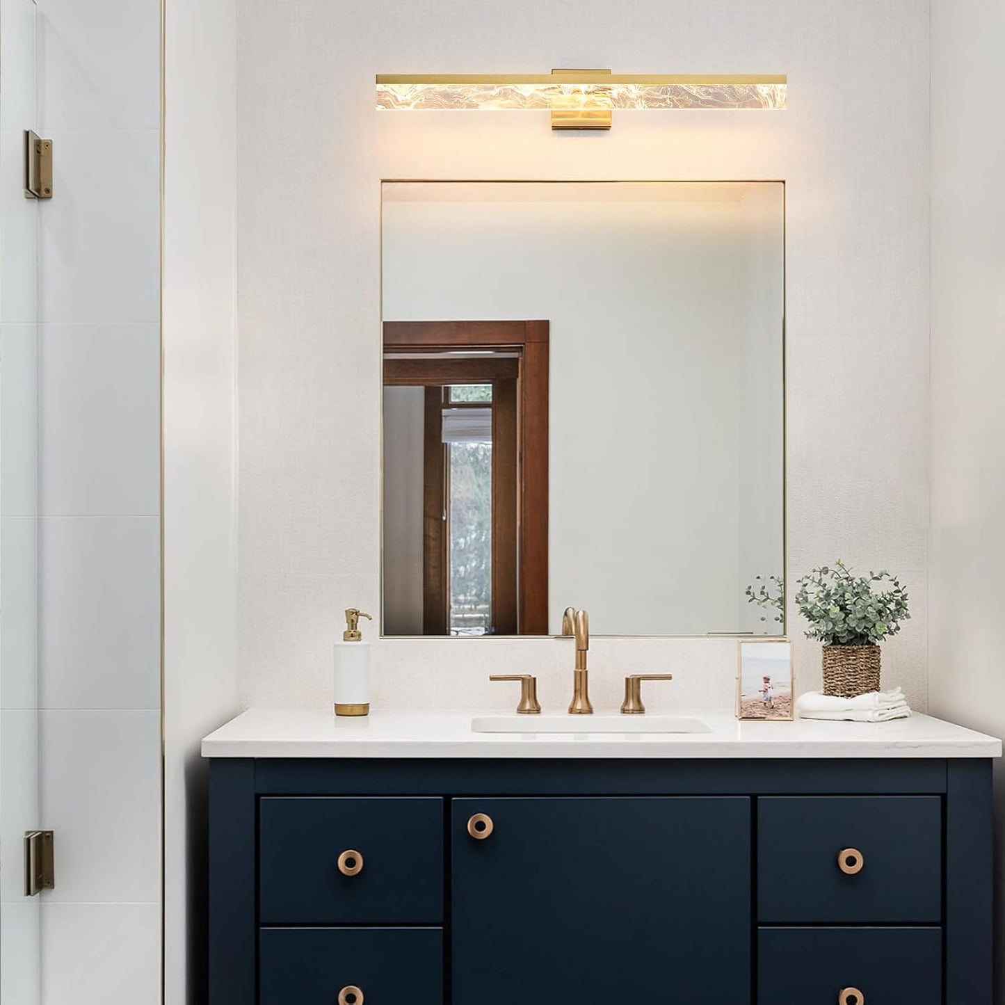 AIJIASI 39-Inch Brushed Gold Vanity Light Fixture, 28W Dimmable LED Modern Light Bar for Bathroom Mirror, Restroom, Bedroom (3000K)