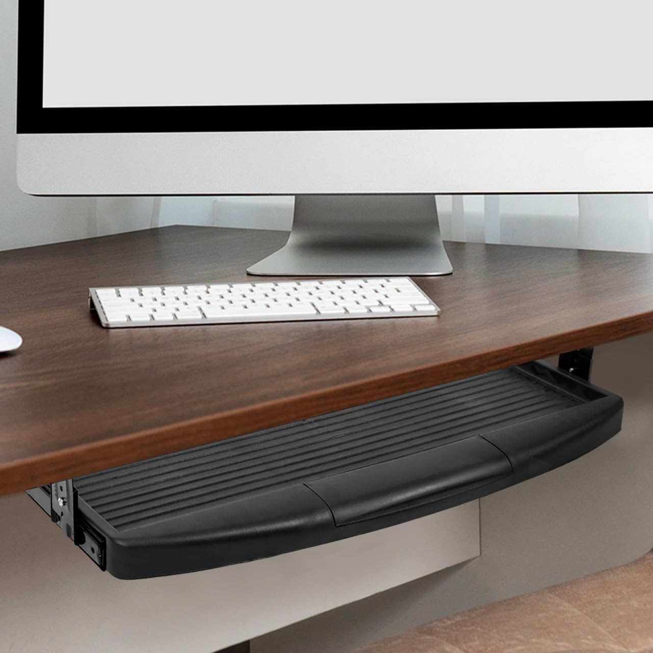 SEWACC Under Desk Keyboard Tray Slide Out Platform Ergonomic Keyboard Drawer for Easy Access Durable Construction for Office and Home Use