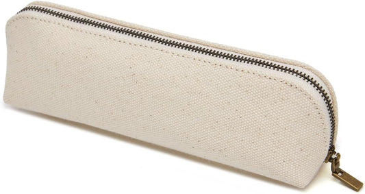 Canvas Pencil Case Cotton Canvas and Simple Multifunctional Pencil Bag Zipper Portable Storage (Black)