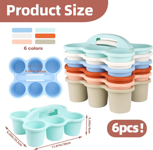 6 Color Plastic Classroom Caddy, Multipurpose Caddy Organizer With Handle, Protable Art Craft Caddy, Stackable Desk Organizer for Stationery, Storage Caddy For Craft Tools, School Supply