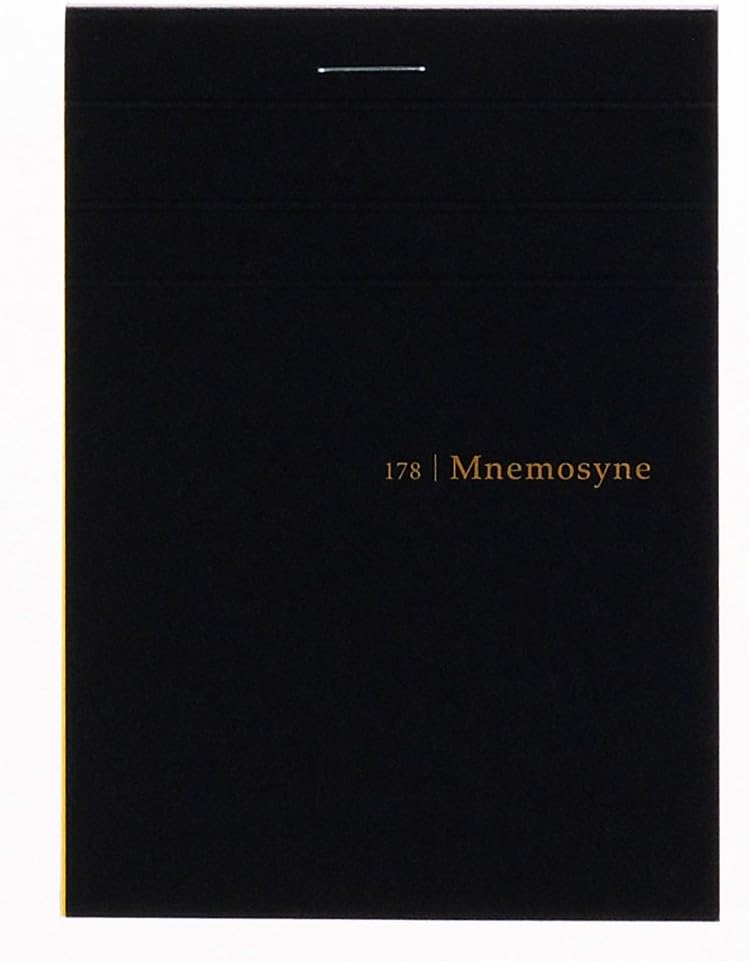 Maruman Mnemosyne Lined Notebook- Vertical A5, 5.83" x 8.27", 70 Sheets / 140 Pages, 7mm College Ruled With Center Line Journal, Perforated Pages & Wire-Bound to Lay Flat, Black, Made in Japan - Colors A