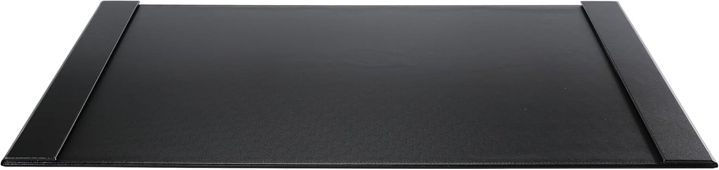 24" x 18" Leather Desk Blotter with Top Rail for Writing Leather Executive Desk Pad Protector Desk Mat for Office Home Workplace Black