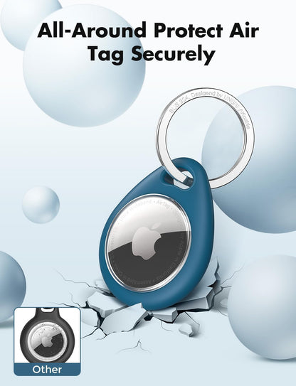 UNBREAKcable AirTag Holder for Apple - 4 Pack Air Tag Case [Fit Tightly Design] [Easy to Install] [Hold Securely] Waterproof TPU Protective Cover with Metal Keychain for Kids,Pet,Luggage,Backpack,Keys