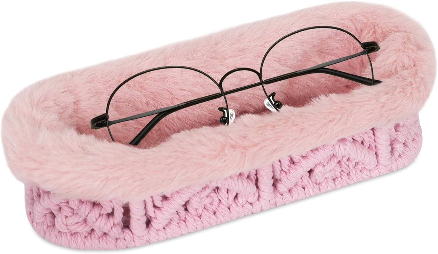 Glasses Holder,Anti-scratch Plush Lined Eyeglass Holder Stand for Nightstand Desk Storage Organizer