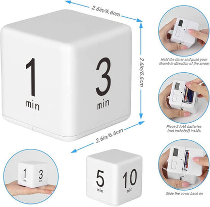 Cube Timer, Productivity Visual Timer 1/3/5/10 Minutes Preset, Desk Portable Rotating Multi Timers for ADHD Time Management Work Study Cooking Workout School