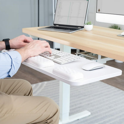 VIVO Premium Adjustable 27 x 11 inch Computer Keyboard and Mouse Platform Tray, Ergonomic Under Table Desk Mount Drawer with Padding, Black, MOUNT-KB27P-B