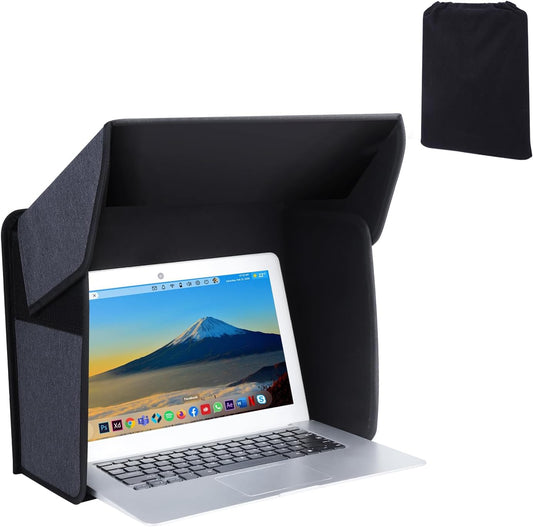 Portable Laptop Sun Shade Foldable Laptop Sun Shade for Working Outside Computer Screen Glare Protection for Computer Privacy Hood Cover,with Glare Reduction 12-14in(Patent Pending)