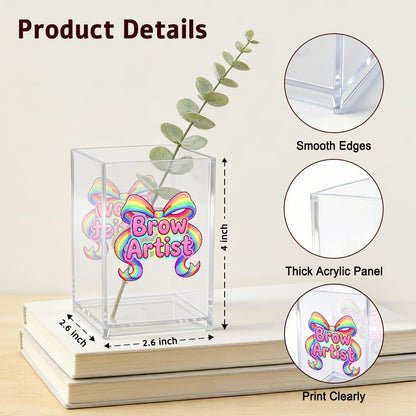 The Makeup Artist Acrylic Cosmetic Pencil Pen Holder, Funny Vanity Accessories for Girls, Makeup Brushes Holder for Beauty Specialist Esthetician, Make Up Artist MUA Appreciation Gifts