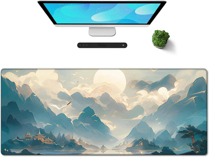 Galdas Mouse Pad For Gaming,Forest Background Pattern XXL XL Large Mouse Mat Long Extended MousePad Desk Mat Non-Slip Rubber Mice Pads Stitched Edges Thin (31.5 x 11.8 x 0.12 Inches) Tree