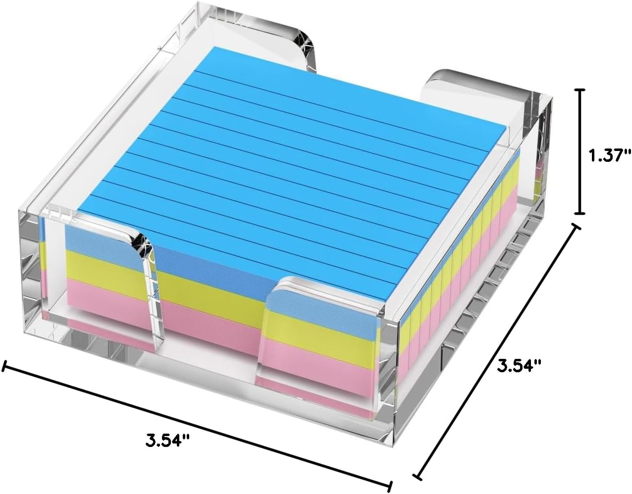 WINFFOR Acrylic Notepad Holder Dispenser - 3x3 in Sticky Note Memo Holder for Desk Organizer (W/O Pads) Office Desk Accessories School Supplies, Crystal Clear