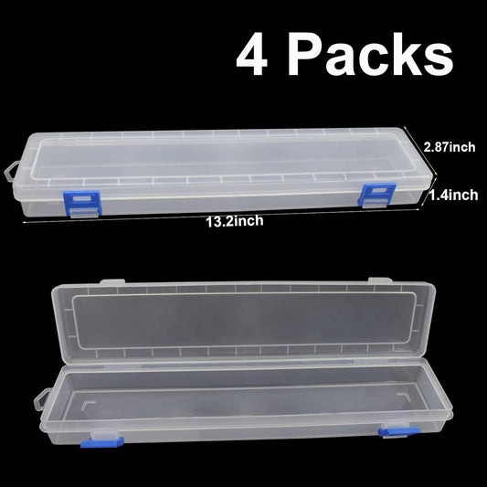 4 Pack Paint Brush Storage Box Clear Paint Brush Holder Long Brush Storage Case Watercolor Pen Container with Buckle