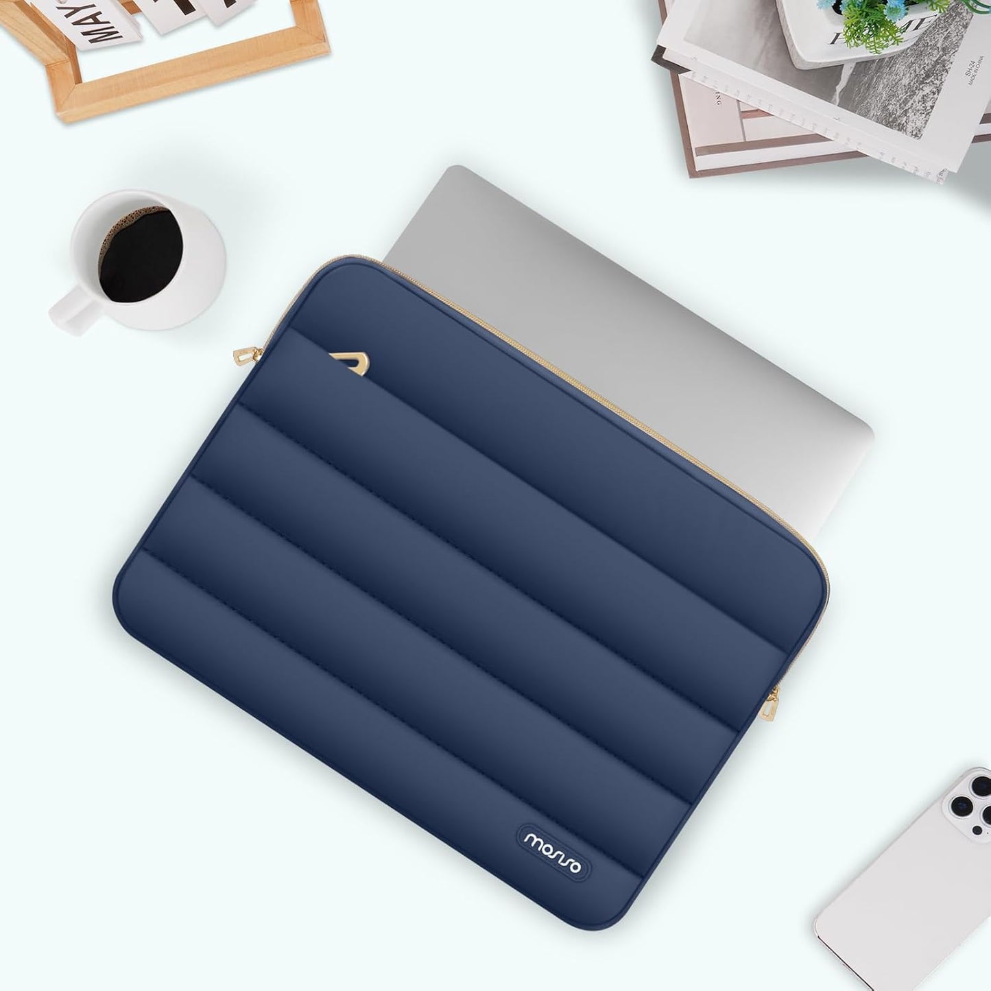 MOSISO Laptop Case 13.3 inch,13-13.3 inch Puffy Laptop Sleeve Compatible with MacBook Neo/Air 13.6 M5 M4 M3 M2 M1/Pro 13/14,HP Dell ASUS Lenovo,Polyester Horizontal Bag with Small Case, Sand