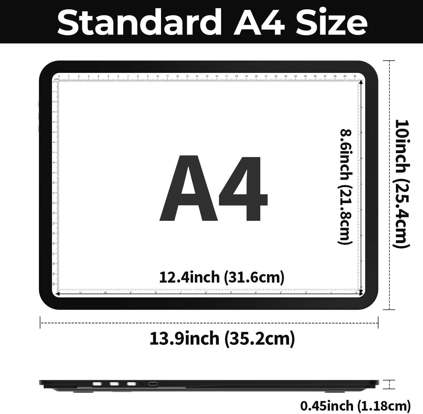 Zocelight Rechargeable A3 Light Board with Built-in Stand & Bag,Super Bright Magnetic Light Box for Tracing,Wireless Light Pad for Diamond Painting,Side Buttons,LED Light Table for Drawing,Sketching