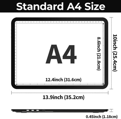 Zocelight Rechargeable A3 Light Board with Built-in Stand & Bag,Super Bright Magnetic Light Box for Tracing,Wireless Light Pad for Diamond Painting,Side Buttons,LED Light Table for Drawing,Sketching