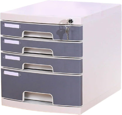 Lockable File Box - A4 Plastic Storage Drawer Cabinet, Office Document Holder, Desk Organizer for Files and Supplies, 4-7 Tier (5 Layers)