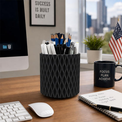 Lebenrich Rotating Pen Holder for Desk, 5 Slots Easthetic Pencil holder Desk Organizer Supplies and Accessories for Women Girls, Pencil Cup for Office Home Art Supply, White