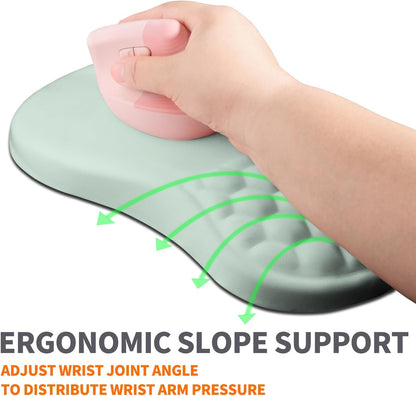 Ergonomic Joint Wrist Support Mouse Pad with Memory Foam Cushion Massage Bump, Carpal Tunnel Pain Relief Mousepad Slope Design for Wrist Rest, 11.8x7.9 in, Black