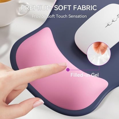 Ergonomic Mouse Pad with Wrist Rest,Cute Gel Mousepad Wrist Support - Small Mini Portable for Travel Mouse Pads for Desk Laptop,Computer,Office & Home Decor (Pink&Light Pink)