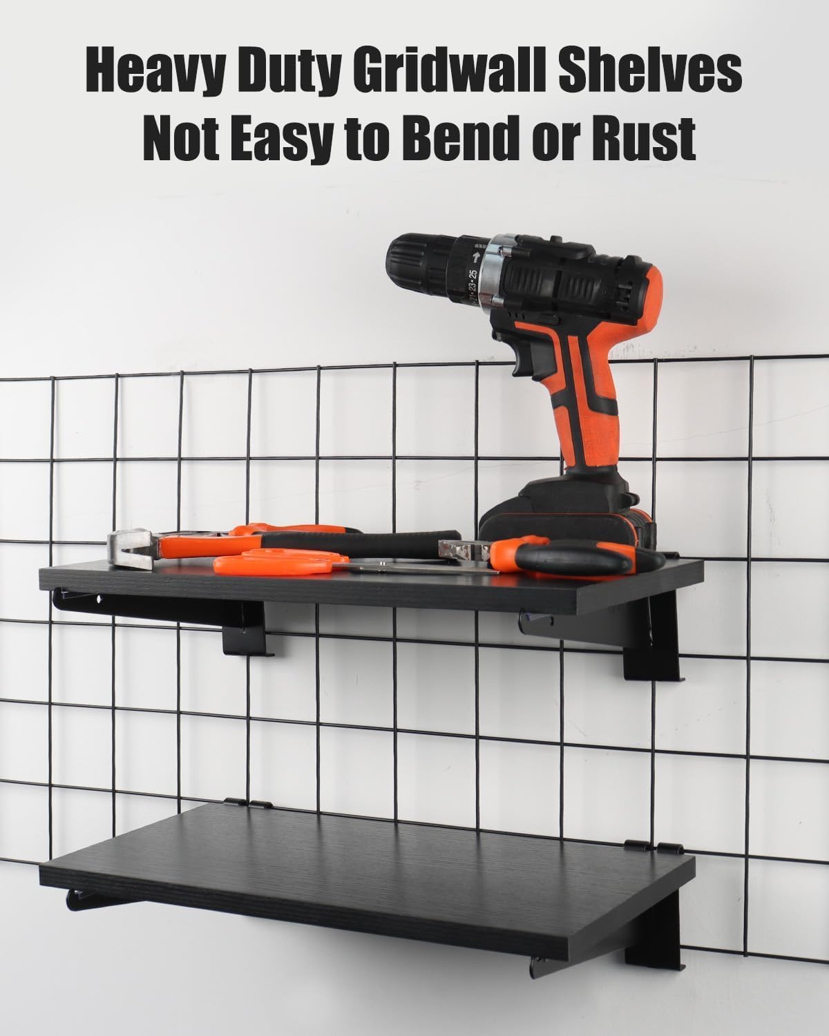 6 Pack Gridwall Shelf with Metal Brackets, 16"x 8" Wooden Gridwall Shelves Heavy Duty Gridwall Shelving Organizer Accessories for Garage, Visualizer, Workbench and Bitchenette (16x8x0.6)