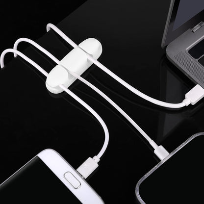 WLLHYF Cable Clips 3PCS Cord Wire Organizer Cable Management Holders 4 Hole Silicone Cable Harness USB Charging Accessory Cable Holder for Office and Home Desk (Pink)