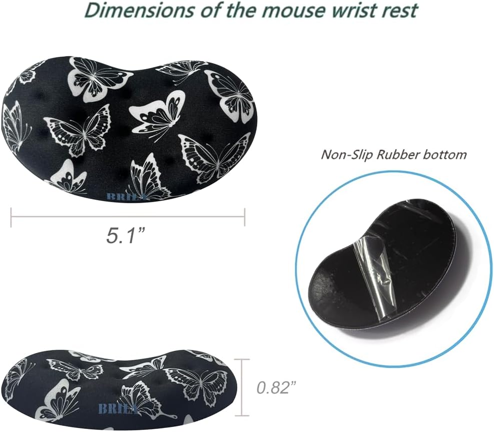 BRILA Ergonomic Memory Foam Mouse Wrist Rest Support Pad Cushion for Computer, Laptop, Office Work, PC Gaming - Massage Holes Design - Wrist Pain Relief (Black Mouse Wrist Rest)