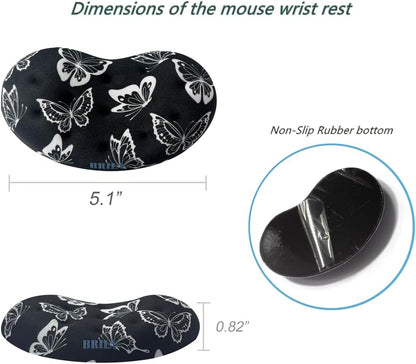 BRILA Ergonomic Memory Foam Mouse Wrist Rest Support Pad Cushion for Computer, Laptop, Office Work, PC Gaming - Massage Holes Design - Wrist Pain Relief (Black Mouse Wrist Rest)