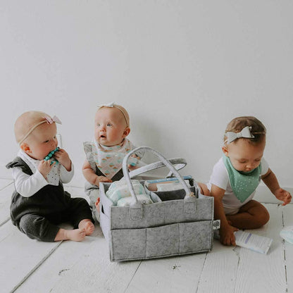 Parker Baby Diaper Caddy - Nursery Storage Bin and Car Organizer for Diapers and Baby Wipes - Oatmeal, Regular
