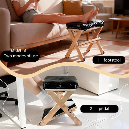 Adjustable Foot Rest for Under Desk at Work – 4 Height Levels Wooden Ergonomic Footstool Base Foot & Leg Rest for Office,Gaming,Home (Regular)