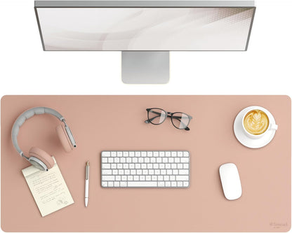 Smead Desk Pad, Vegan Leather Desk Mat with Non-Slip Faux Suede Backing, Perfect Desk Organizer for Office Decor, 31.5” x 15.7” Medium, Sandstone (64831)