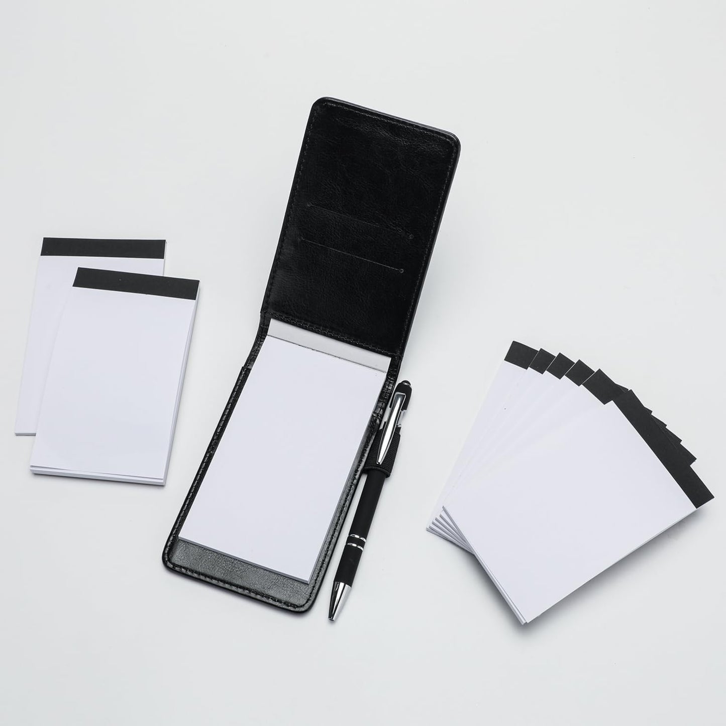 Camelmother 10 Pieces Small Notepad Holder Set Pocket Notebook 3 x 5 Inch with Pen