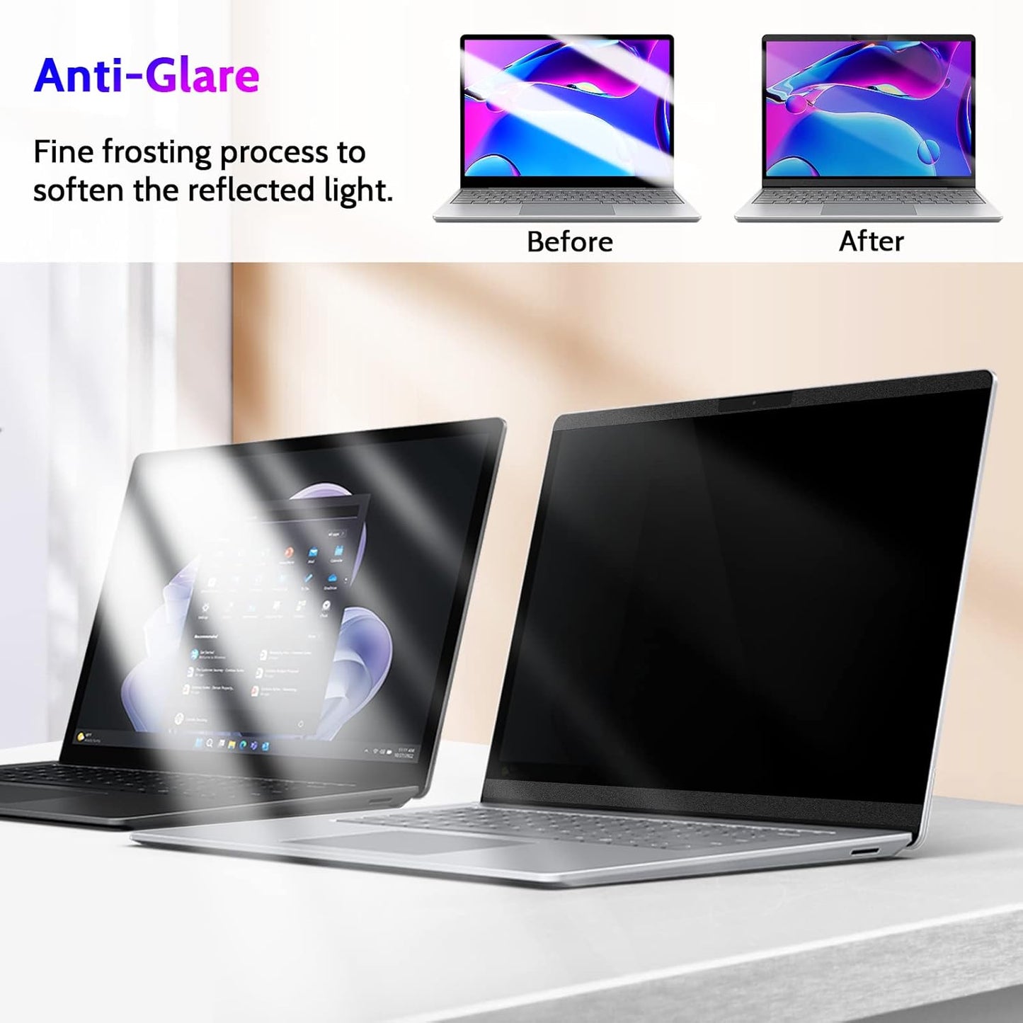 Peslv Magnetic Privacy Screen for Surface Laptop 6/5/4/3/2/1 13.5 Inch, Removable Anti Blue Light Glare Filter, Black Security Private Apy Block Protector