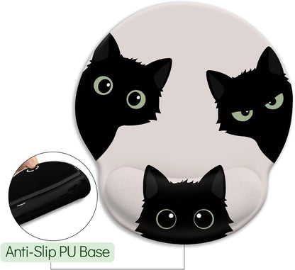 LIMKRIAN Cat Ergonomic Mouse Pad with Wrist Rest, Gaming Mouse Pad with Wrist Support, Funny Mouse Pads for Desk, Computer Mousepad with Non-Slip Pain Relief PU Base, Cute Office Desk Accessories
