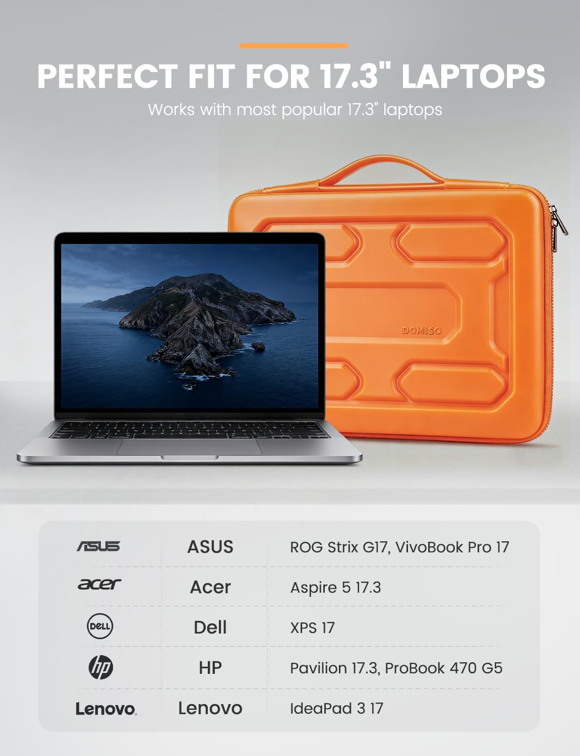 DOMISO 15.6 inch Laptop Sleeve with Handle Shockproof Computer Bag Waterproof EVA Protective Carrying Case for 15.6" Lenovo Yoga 720 IdeaPad 310 320 ThinkPad T570/Dell Inspiron 15/HP Envy 15, Black