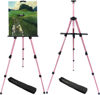 Art Easel Stand for Painting and Sign - RRFTOK 17 to 66 Inch Adjustable Aluminum Tripod Easels for Display, Portable Canvas and Poster Stand with Carry Bag for Beginners, Students and Classroom Use