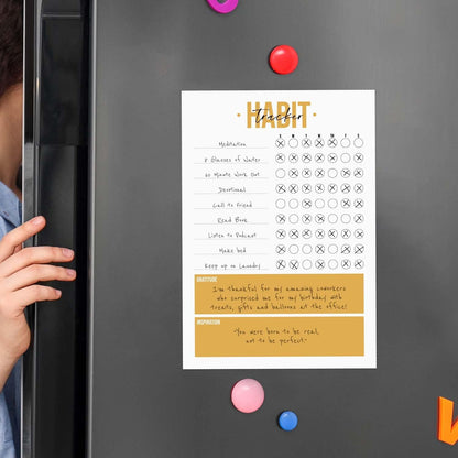 Modern Habit Tracker Sticky Note Pad / 50 Sheets / 8" x 11.5" Positive Habit List Sticky Notes/Weekly Accountability Checklist/Made in The USA