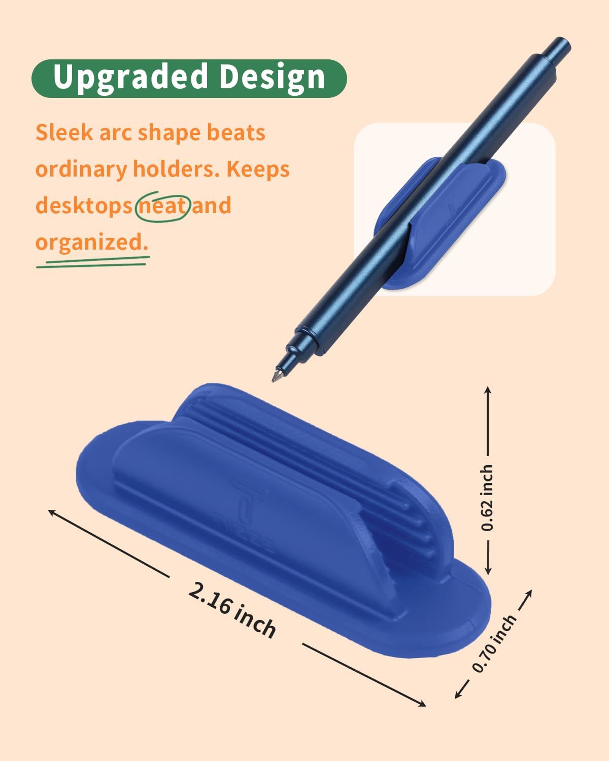 Tiizze 10 Pack Adhesive Pencil Holder for Desk, Silicone Pen Holder for Wall, Clipboard & Laptop with 15 Upgraded Sticky Pads, Rugged Grip Pencil Holders for Classroom Teacher Essentials (Black)