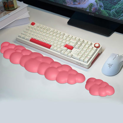 JIKIOU Upgrade Leather Cloud Keyboard Wrist Rest, Cloud Wrist Rest with Non-Slip PU Base, Comfortable Memory Foam Wrist Rest for Computer Laptop Mac Gaming Office and Pain Relief Christmas Wish Gift
