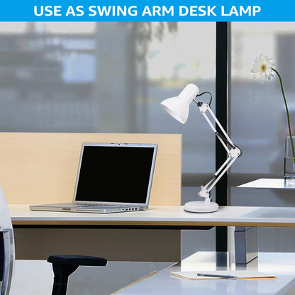 TORCHSTAR Metal Desk Lamp with Clamp, Swing Arm, Architect Adjustable Gooseneck Table Lamp, Clip Desk Lights for Home Office, Work, Study, Reading, E26 Base, Multi-Joint, Black