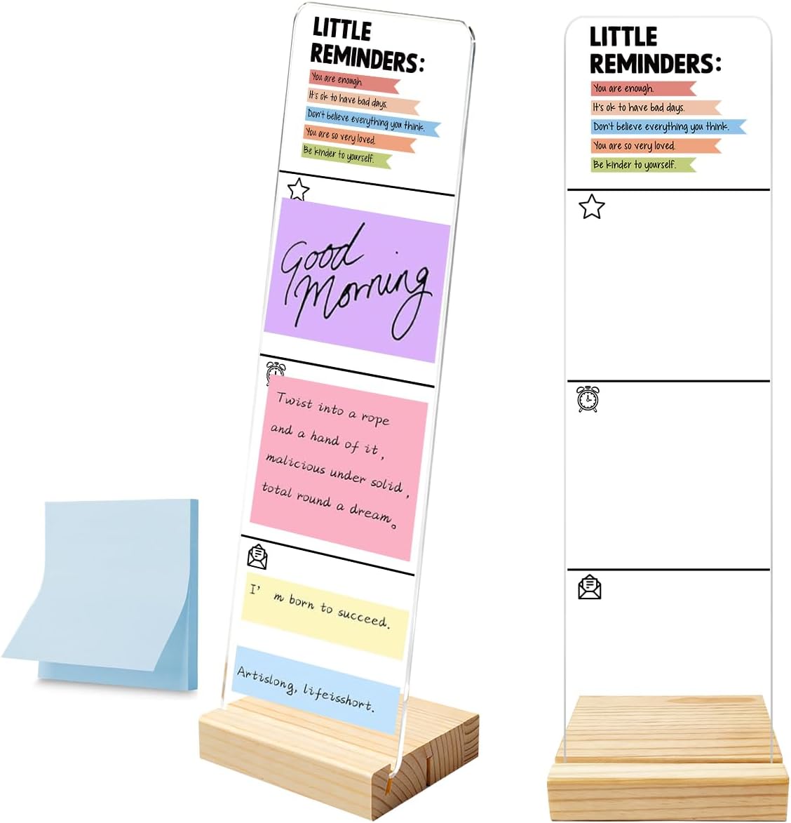 Monitor Memo Board with Removable Wooden Base Acrylic Portable Sticky Note Holder, It's Fine I'm Fine Everything is Fine Logo Office Desk Desk Set Sticky Notes 100 Sheets