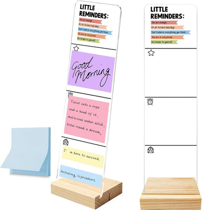 Monitor Memo Board with Removable Wooden Base Acrylic Portable Sticky Note Holder, It's Fine I'm Fine Everything is Fine Logo Office Desk Desk Set Sticky Notes 100 Sheets