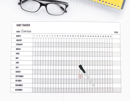 Dry Erase Calendar Double-Sided Monthly Planner Habit Tracker Journal