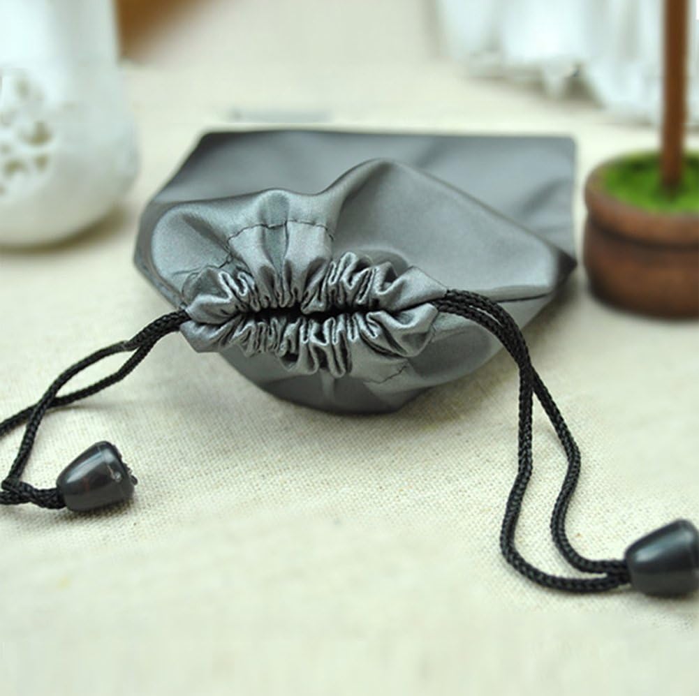 3 PCS Waterproof Carrying Storage Pouch Case Bags Drawstring Pocket Bags for Phones Power Bank Data Cable MP3 MP4 Accessories Bracelets Necklaces Rings Jewelry, etc, Gray
