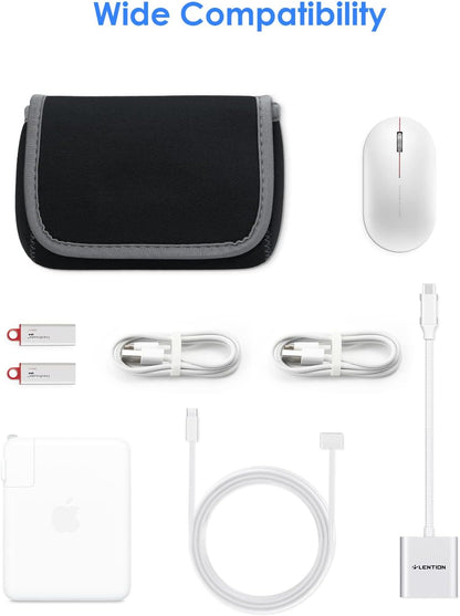 LENTION Storage Small Pouch Bag Cases for Accessories Laptop MacBook Power Adapter, Wireless Mouse, iPhone Charger, Cellphone, Power Bank, Cord Travel Cable Electronic Organizer - Dark Gray