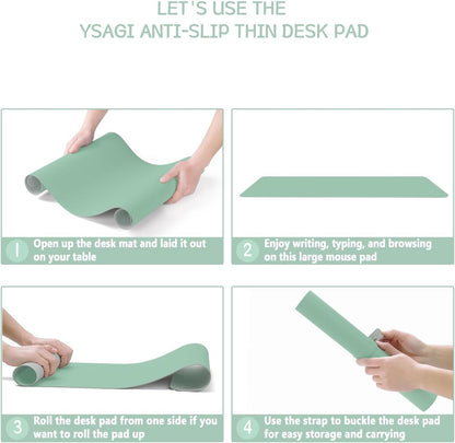 YSAGi Non-Slip Leather Desk Pad, Waterproof Laptop Computer Desk Keyboard Mat, Table Protector Blotter Mat, Large Mouse Pad for Office/Work/Home/Decor(Black, 31.5" x 15.7")