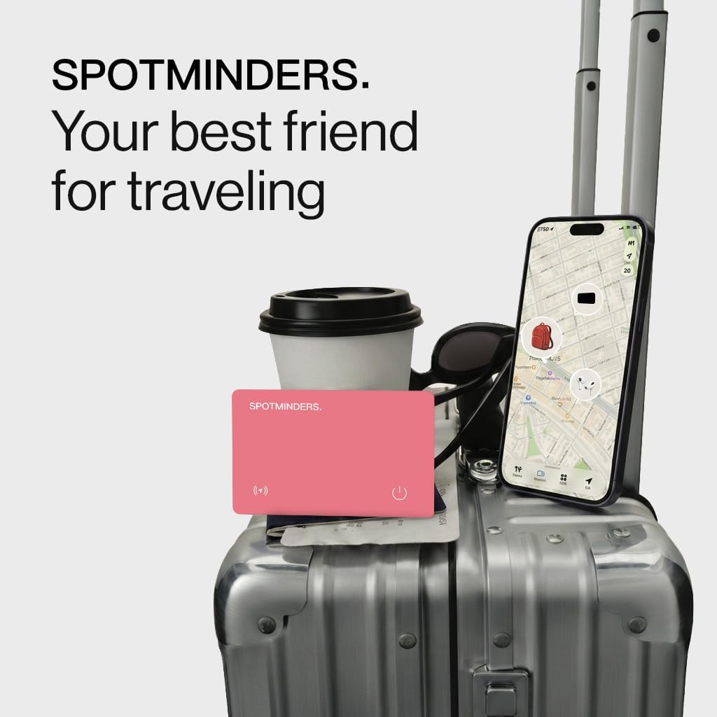 SPOTMINDERS Apple MFi Certified Wallet Tracker PRO for Travel Credit Card Design Works with Apple Find My IP68 Waterproof Rechargeable Tracking Card for Wallet Luggage Passport 0.07in Slim Item Finder