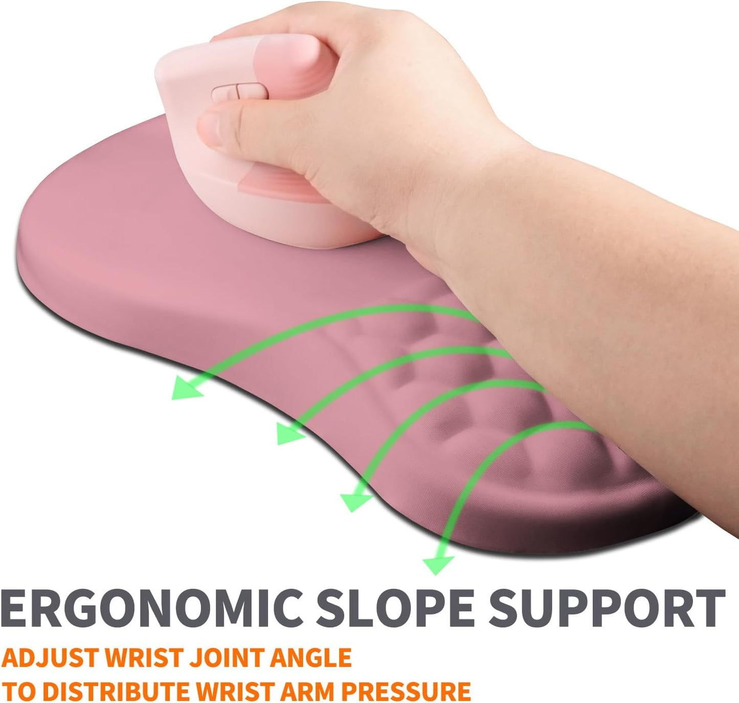 Ergonomic Joint Wrist Support Mouse Pad with Memory Foam Cushion Massage Bump, Carpal Tunnel Pain Relief Mousepad Slope Design for Wrist Rest, 11.8x7.9 in, Black
