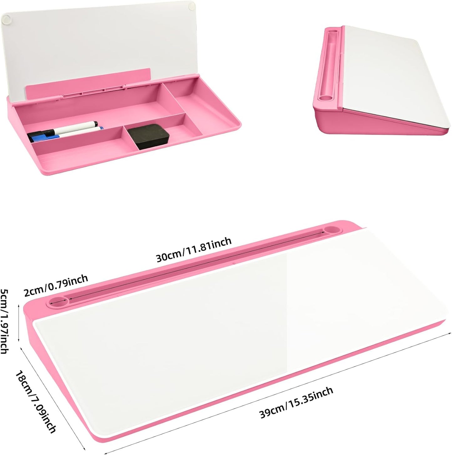 Desktop Whiteboard, Glass Dry Erase Board, Desk Board Buddy,Computer Keyboard Stand,Desk Whiteboard Organizer for Home,Office,School Supplies(White)