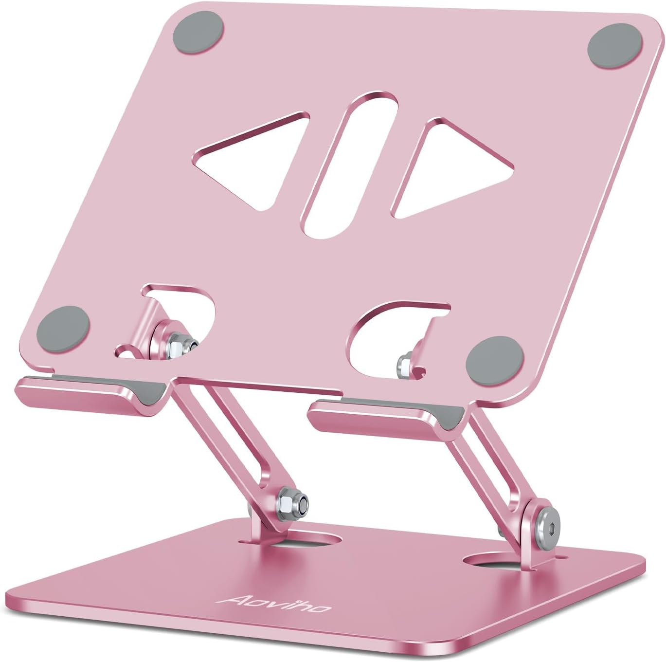 Aoviho Tablet Stand Holder for Desk, Adjustable Aluminum Desk Accessories, Stable Desktop Stand for Office Home,Compatible with iPad Pro Air Mini, Samsung Tablets, Rose Gold