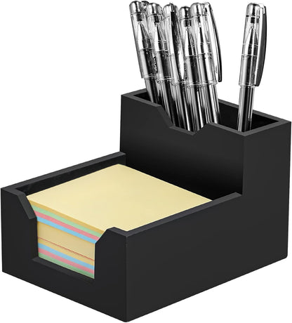 Kamehame Black Sticky Note Holder, Silicone Memo Holder with Pen or Card Slots, Sticky Note Dispenser, Fits 3x3 Inches Sticky Notes